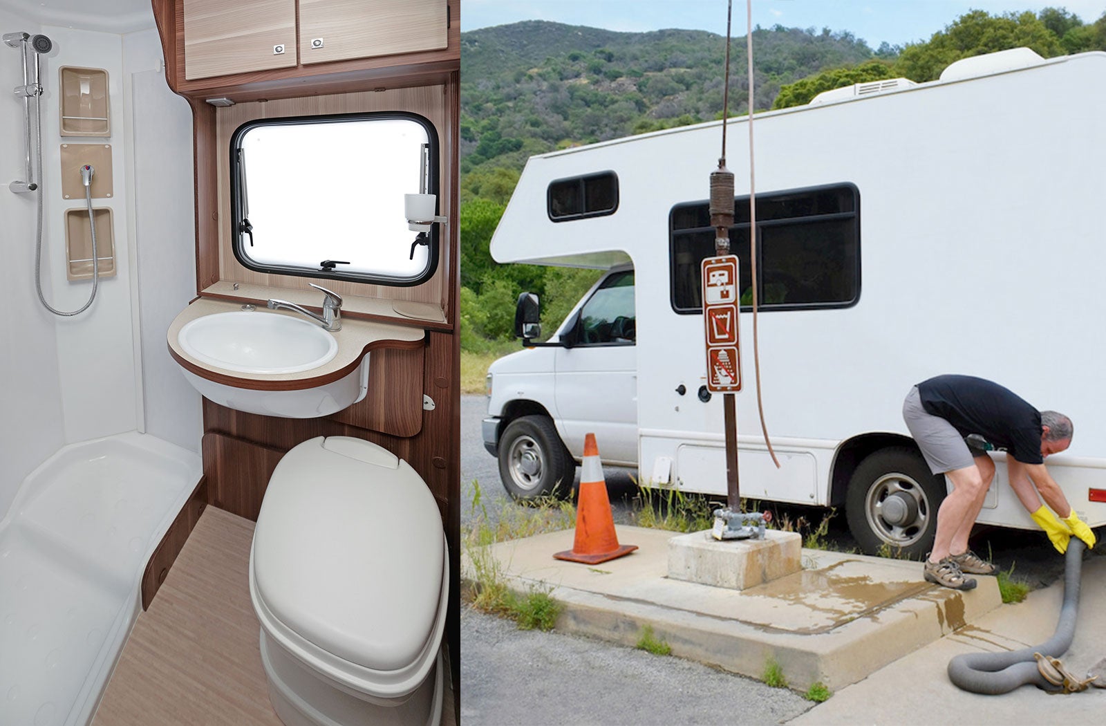 Portable RV/camper toilet and holding tank setup in Silver Spring, Maryland