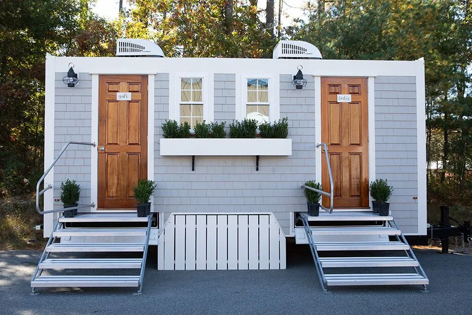 Wedding restroom units discretely staged at a venue in Silver Spring, Maryland